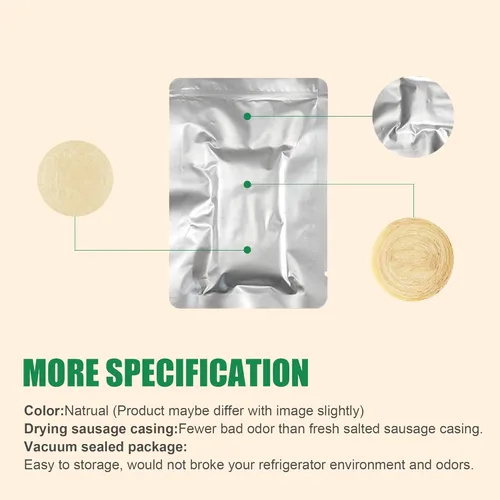 Miniatura 4 de Fundas comestibles de secado natural para salchichas, tripas para salchichas caseras sabrosas de jamón, salchichas para el desayuno, salchichas