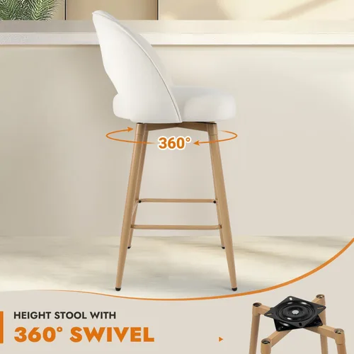 Miniatura 4 de Juego de 2 taburetes de bar giratorios de altura de mostrador para isla de cocina, sillas de bar de 26 pulgadas de altura de asiento para comedor