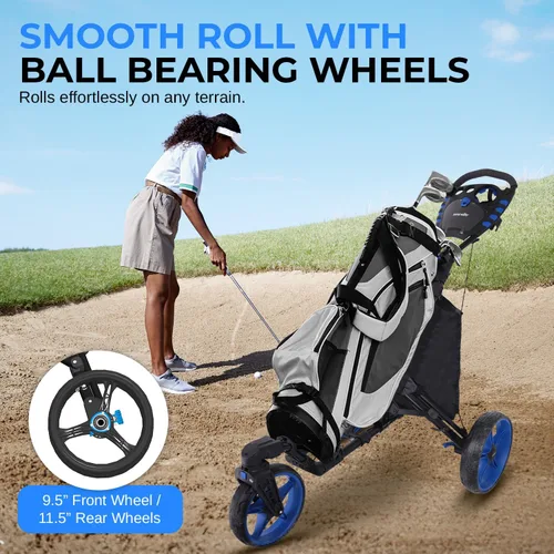 Miniatura 2 de SereneLife Golf Push Pull Cart – Lightweight, Foldable, Bag Holder with Adjustable Handle, Caddy Accessories, Compact Folding Golf Trolley for Travel