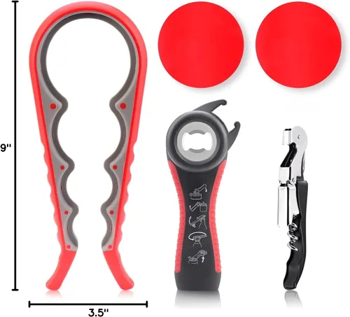 Miniatura 8 de Astofli Paquete de 5 abridores de tarros para personas mayores con artritis, abridor de tapas de giro fácil para abrir frascos con 2 agarradores
