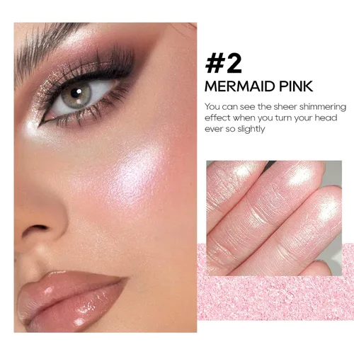 Miniatura 2 de Paleta de Polvo de Iluminador Rosa Horneado, Paleta de Polvo de Iluminador de Maquillaje Acabado Sutil y Brillante Iluminadores Faciales