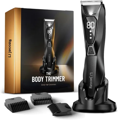 Recortadora de pelo púbico para hombre, recortadora de pelo corporal inalámbrica para hombres, afeitadora eléctrica con pantalla y luz, kit de