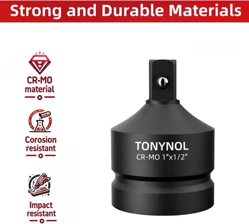 Miniatura 4 de TONYNOL Adaptador de Dado de Impacto 1" F a 1/2" M, Acero Cr-Mo, Mejora las Conversiones de Atornillador de Impacto, Para Uso Automotriz