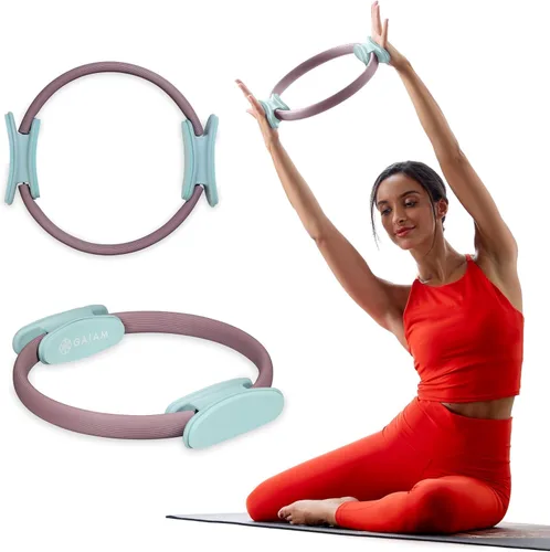 Gaiam Anillo de Pilates Fitness Circle – Mangos acolchados de espuma ligera y duradera, equipo de ejercicio de resistencia flexible para tonificar