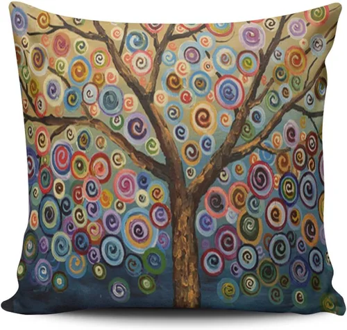 Miniatura 5 de Funda para almohada decorativa pintada bonita y linda con árboles coloridos Funda de almohada Funda de cojín Funda para almohada con cierre un lado