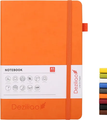 Miniatura 14 de Cuadernos forrados para diario, con lazo para bolígrafo. Cuadernos de tapa dura para trabajo, papel grueso de 100 Gsm con bolsillo