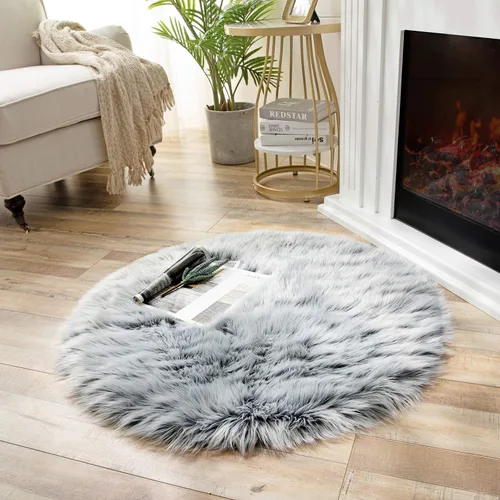 Miniatura 106 de Ashler Home Deco - Tapete de pelo sintético de oveja, mullido, suave, de 2 x 3 pies, lavable a máquina, dormitorio, habitación de los niños, sala