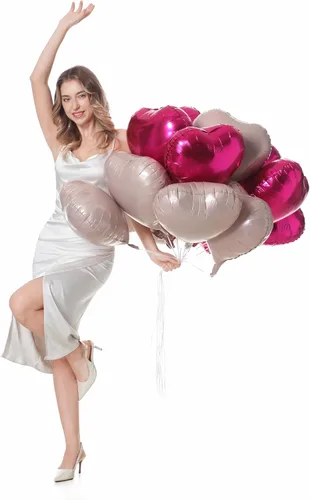 Miniatura 6 de Giga Gud 30 globos de papel de aluminio, de 18 pulgadas, rosa intenso y rosa macarrón, con tema de amor, perfectos para proponer matrimonio, boda