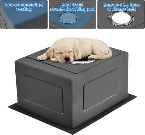 Miniatura 7 de Fregadero de Bar - PEPO Fregadero de Cocina Bajo Encimera de 13 x 15 Pulgadas, Fregadero de Cocina Pequeño de Una Sola Cubeta de Acero Inoxidable