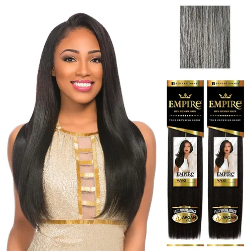 Miniatura 27 de Sensationnel Cabello humano Empire Yaki – Tejido sin enredos para un tejido rápido y coser en estilos para reflejos falsos y parte media falsa dejar