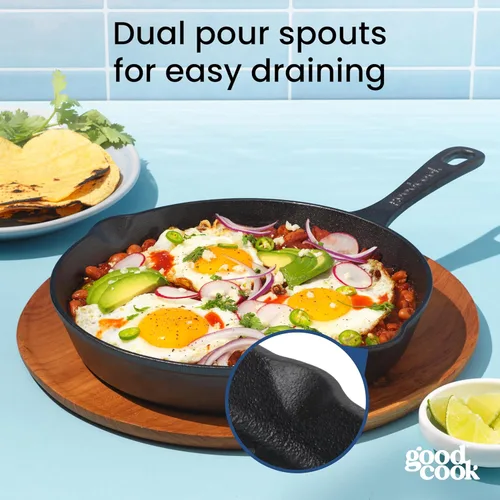 Miniatura 7 de GoodCook Sartén de hierro fundido pre-sazonado para horno, 10 pulgadas, color negro