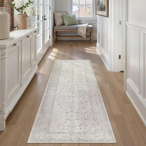 Miniatura 114 de PureCozy Alfombra de área beige de 2 x 3 pulgadas, lavable, vintage, pequeña, para entrada, cocina, suave, retro, floral, de pelo bajo, tapete