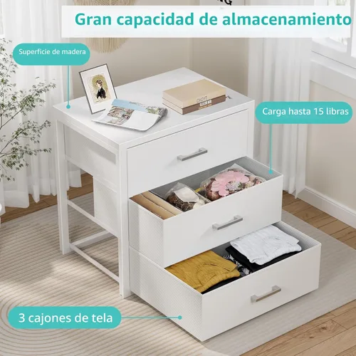 Miniatura 7 de BOLUO Cajones de armario blancos con 3 cajones para organizadores de armario y almacenamiento de dormitorio, moderno