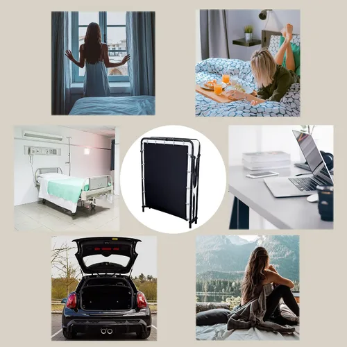 Miniatura 7 de LEISUIT - Cama plegable con colchón de espuma viscoelástica para invitados, catre plegable portátil para habitación y oficina