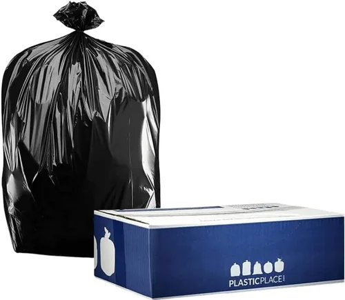 Miniatura 2 de Plasticplace Bolsas de basura de 32-33 galones │ 1 mil │ Revestimientos negros resistentes para botes de basura │ 33 pulgadas x 39 pulgadas