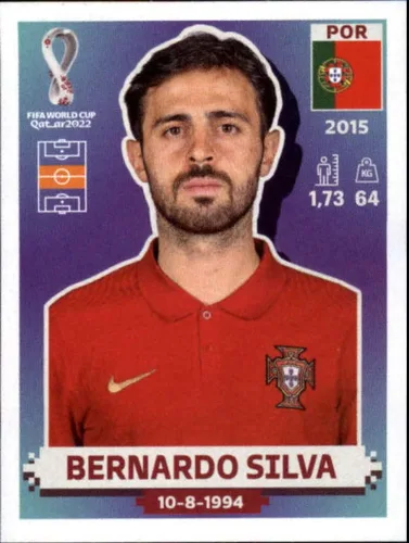 Adhesivo de fútbol de la Copa Mundial Panini 2022 #POR11 Bernardo Silva Portugal Group H Oficial Qatar WC Album Sticker en bruto (NM o mejor), mide