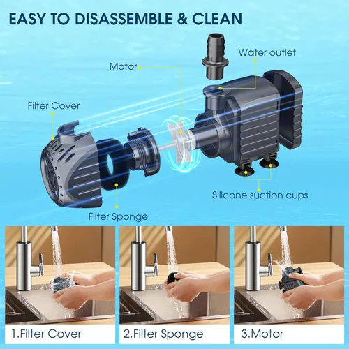 Miniatura 5 de NFESOLAR Bomba de Agua Sumergible 200GPH, Bomba Sumergible Ultra Silenciosa con Protección contra Quemado en Seco Elevación Alta de 5.4 pies