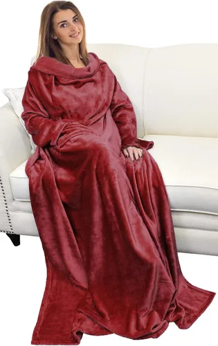 Miniatura 29 de Catalonia Manta con estampado navideño con mangas y bolsillo, acogedora manta de forro polar suave de visón, manta de microfelpa para mujeres y Elfo
