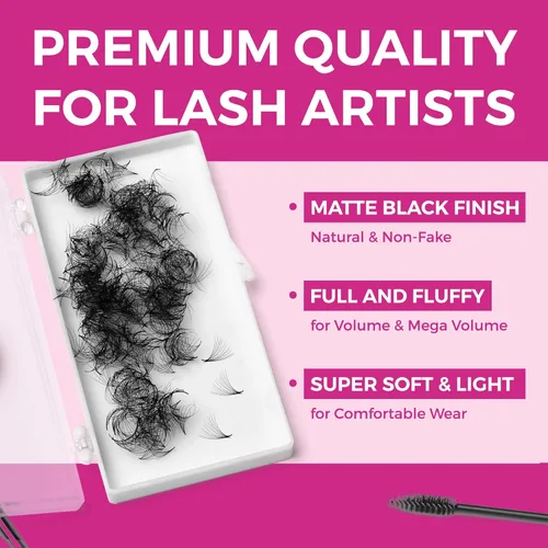 Miniatura 4 de Eyesy Lash 500 abanicos Promade - Abanicos de pestañas prefabricadas con volumen para extensiones de pestañas, base puntiaguda, hechas a mano