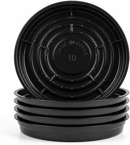 TRUEDAYS 10 Inch 5 Pack Black Plant Saucers Flower Pot Tray Excellent for Indoor & Outdoor Plants