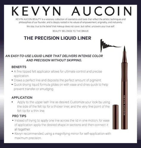 Miniatura 4 de Kevyn Aucoin El delineador líquido de precisión, negro: fácil de usar con un delineador de ojos con punta de fieltro deslizante. Aplicador ultrafino
