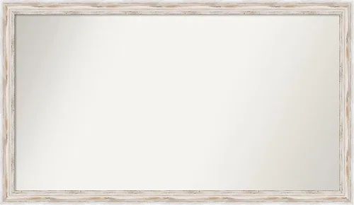 Miniatura 103 de Amanti Art Espejo de baño blanco para sobre el fregadero, 30 x 35 pulgadas, espejo de tocador rectangular estrecho de Eva de oro blanco, marco