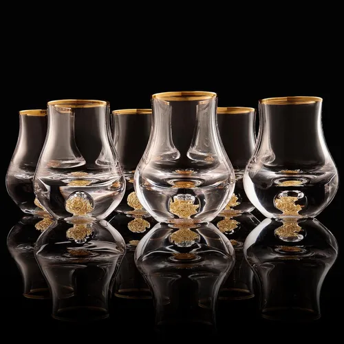 Miniatura 12 de DUJUST Vasos de chupito de diamante (1.5 onzas), juego de chupitos de cristal decorado con copos de hoja de oro de 24 quilates, vasos de chupito
