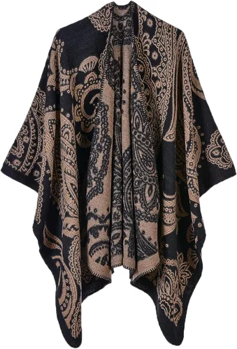Miniatura 20 de KirGiabo Suéter a Cuadros para Mujer Poncho Capa Abrigo Frente Abierto Manta Chales y Envolturas