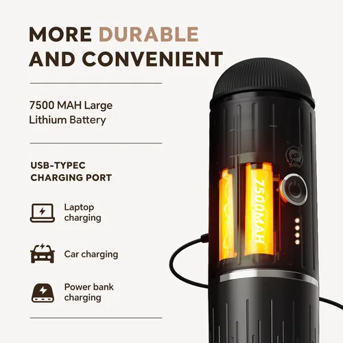Miniatura 8 de i Cafilas Máquina de café espresso portátil autocalentable Cafetera a batería para acampar sin electricidad Café molido 2 en 1 y cápsula NS 19