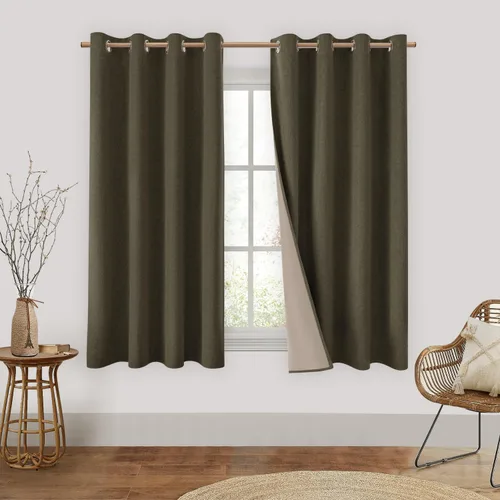 Miniatura 23 de Homeideas Cortinas Rosa Claro 100% Opacas de 84 Pulgadas de Largo, Gruesas Cortinas de Lino Sintético/Mezcla de Lino Texturizadas, Lindas Cortinas