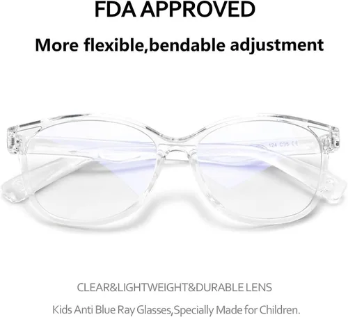Miniatura 4 de Gafas de luz azul para niños y niñas con bonita funda de automóvil, protección UV400, antirayos azules, edades de 3 a 12 años Transparente