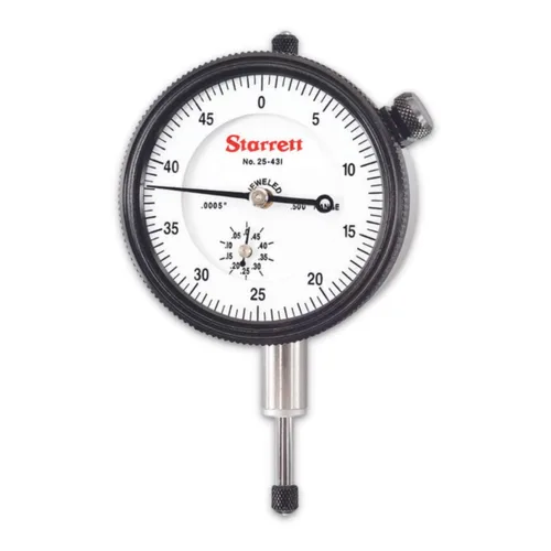 Miniatura 14 de Starrett Indicador de Cuadrante Serie 25 con Rodamientos de Rubí y Oreja en el Centro Posterior - Carátula Blanca, Rango de 0-.025", Cuadrante