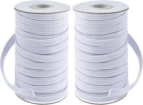 Miniatura 12 de Coopay Bandas elásticas planas de 40 yardas de largo, 1/2 pulgada de ancho, cuerda elástica plana para coser proyectos de bricolaje, artes y Negro