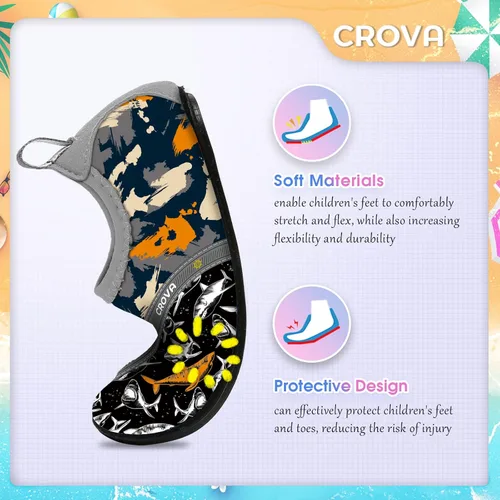 Miniatura 3 de CROVA Zapatos de agua para niños, calcetines acuáticos de secado rápido, antideslizantes, zapatos deportivos para niños y niñas pequeños