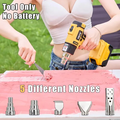Miniatura 5 de Pistola de Calor Inalámbrica para Batería Dewalt 20v, Pistola de Aire Caliente de Soldadura de Calentamiento Rápido 350W, Configuración de 2