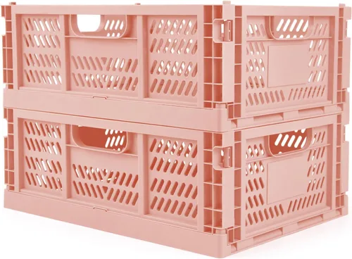 Miniatura 14 de Domiella Paquete de 2 Cajas para Almacenamiento, Cajas de Almacenamiento de Plástico Apilables, Caja Plegable para Oficina Hogar Cocina Dormitorio
