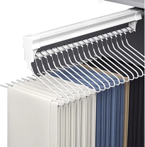Miniatura 7 de Barra extensible para ropa con pista deslizante, barra de valet extraíble ajustable de 10.2-2.4 in, barra de perchero para ropa, soporte de carga