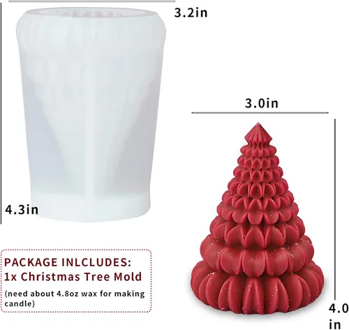 Miniatura 3 de Moldes de silicona para velas de árbol 3D, moldes de silicona para árbol de Navidad de origami para fundición de resina epoxi, vela de arcilla