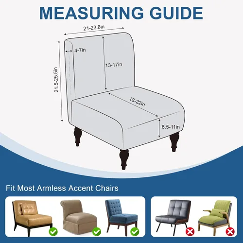 Miniatura 3 de ANARACHON Armless Accent Chair Cover Slipcover,Faux Leather Armless Slipper Chair Cover, Washable Non-Slip Furniture Protector and Home Decor for