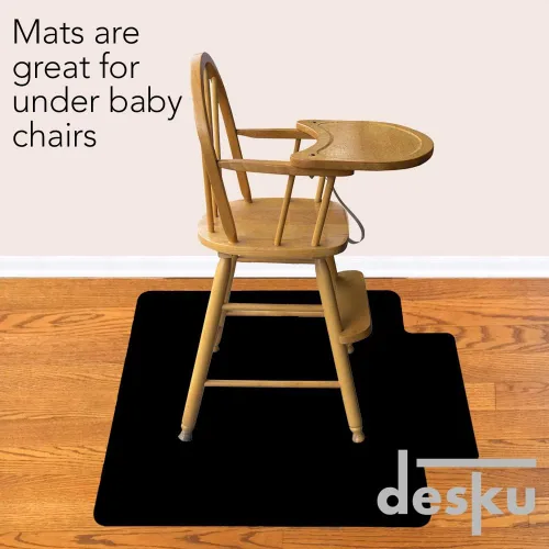 Miniatura 9 de Tapete para silla de escritorio de oficina con borde, tapete de PVC para protección de suelos duros, negro, 36 x 48 pulgadas, fabricado