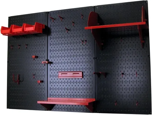 Miniatura 2 de Organizador de herramienta control de pared 30-wrk-400wb estándar panel perforado mesa de trabajo de metal Pegboard negro con accesorios rojos
