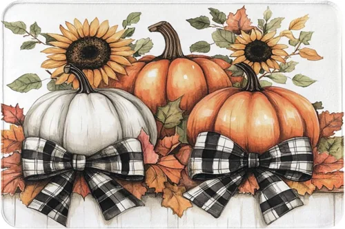 Miniatura 28 de Alfombra de baño para baño, calabaza, otoño, granja, Acción de Gracias, alfombra de ducha de espuma viscoelástica antideslizante, alfombra pequeña