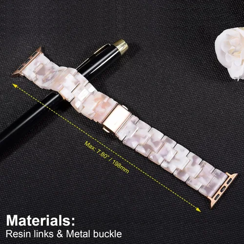 Miniatura 6 de Wongeto - Correa de resina compatible con Apple Watch Band (38mm 40mm) 1.496 pulgadas, 1.575 pulgadas, serie 5/4/3/2/1 para mujer y hombre con Rosa