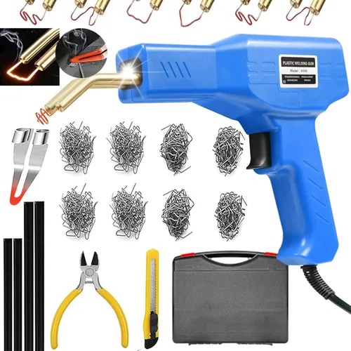 Miniatura 7 de Soldador de plástico, kit de reparación de soldadura de plástico 2 en 1 con 1000 grapas calientes, 4 varillas de soldadura de plástico, cuchillo