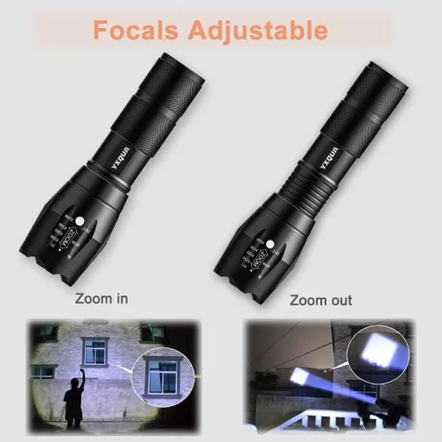 Miniatura 4 de YXQUA Linternas recargables USB, 8381 luces de alto lúmenes, 3 modos, zoomable e impermeable, luz de flash súper brillante para campamento