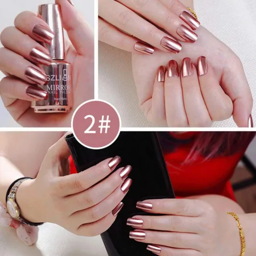 Miniatura 2 de Ofanyia Esmalte de uñas metálico de larga duración brillante para arte de uñas, efecto espejo, esmalte de uñas de gel 2#