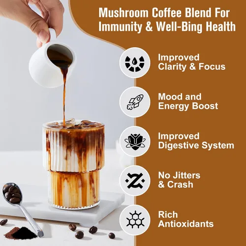 Miniatura 8 de Café de hongos - Café instantáneo en polvo de hongos de melena de león con melena de león, reishi, chaga, cordyceps y cola de pavo - Alternativa