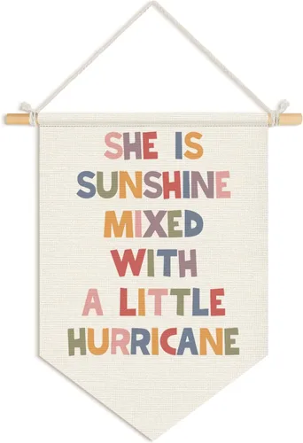 Miniatura 16 de Wheatwin Decoración de pared de afirmaciones positivas, decoración de guardería para niñas, estampado floral pastel para colgar en la pared, bandera