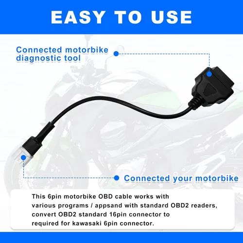 Miniatura 6 de Adaptador de diagnóstico OBD OBD2 de 6 pines, motocicleta Delphi, conector de cable de herramienta de diagnóstico OBD compatible con Z900RS / Z800