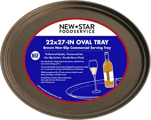 Miniatura 12 de New Star Foodservice Bandeja antideslizante, plástico, forro de goma, ovalada, 20.9 x 24.8 in, negro